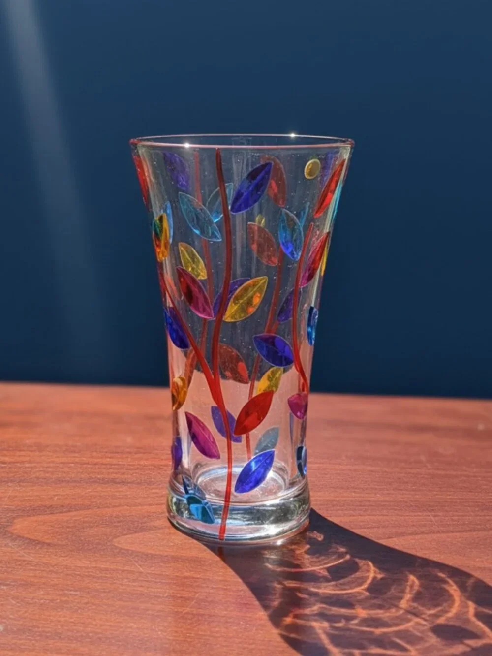 Italian Crystal Vase Hand Painted 8.5